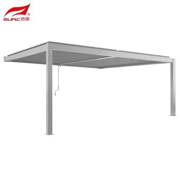 3x3m Wall-mounted Aluminium Manual Louvered Pergola Customized Gery Outdoor