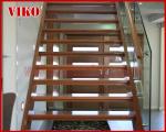 Double Steel Plate Staircase VK60S Tread beech ,Railing tempered glass, Handrail
