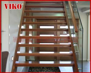 China Double Steel Plate Staircase VK60S Tread beech ,Railing tempered glass, Handrail b eech Stringer,carbon factory