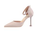 6266-1 Korean Fashion Pointed High Heels Shallow Mouth Silk Satin Sexy Sandals
