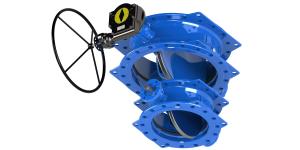 China Double Eccentric Butterfly Valve Dovetail Blue Rubber Seal Low Operating Torque factory