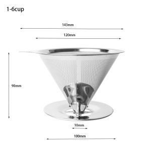 Paperless Pour Over Coffee Dripper Slow Drip Coffee Filter Metal Cone -Single