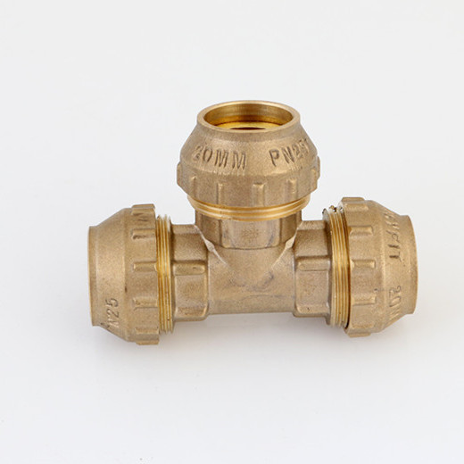 China Good quality brass Tee compression fittings for pe pipe factory