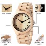 Dial Japan Movement Wooden Quartz Watch , Original Wood Grain Watches For Gift