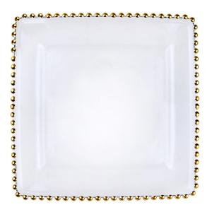 China Wedding Table Decoration Gold Square Glass Plate 12 Inch factory