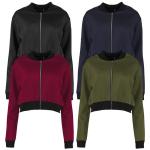 Wholesale spring autumn Ladies short cropped stand-neck baseball zipper jacket
