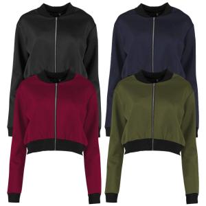 China Wholesale spring autumn Ladies short cropped stand-neck baseball zipper jacket womens coat factory