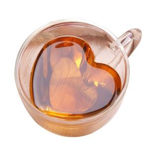 China Creative Lover Heart Shape Borosilicate Transparent Tea Cups factory