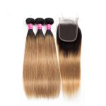 Natural Cambodian Hair Weft Silky Straight 1B / 30# Color With Bundles