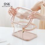 Logo Custom Pink Clear Handle Wash PVC Cosmetic Bag