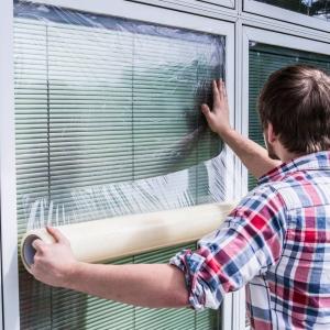 China Temporary Transparent Color PE Adhesive Glass Protective Film For Window and door Glass factory