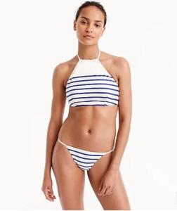 China Cropped halter bikini top in nautical stripe factory