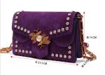 Polished Leather Single Womens Shoulder Handbags , Honeybee Fashion Rivets