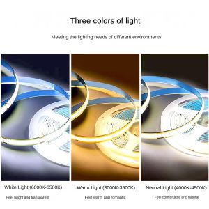 Lamp Luminous Efficiency 80lm/w Long Lifespan 50000 Hours COB LED Strip CRI 90