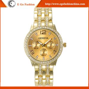 China GV01 Rose Gold Luxury Geneva Watch Alloy Watches for Woman Lady Dress Watch Quartz Watches factory