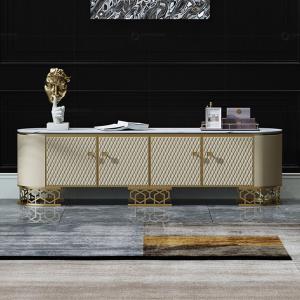 China Bone Inlay Stainless Steel TV Stand Cabinet White 2 Drawers factory