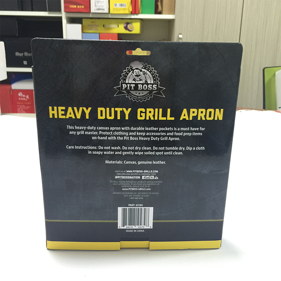 Customized Thickness Auto Lock Bottom Box Canvas Apron Packaging With Logo Printing