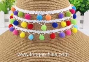 China Machine producing OEM wholesale beautiful fabric drapery trimmings beaded pom pom fringes factory