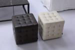 Middle East Style Square Leather Stool , Wooden Frame Living Room Stools