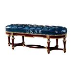 Antique Bedroom Leather Long Footstool Ottoman Bed End Stool Bench