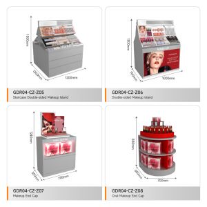 Display Table Grey Wooden Makeup Headband With Mirror For Branding Store Display