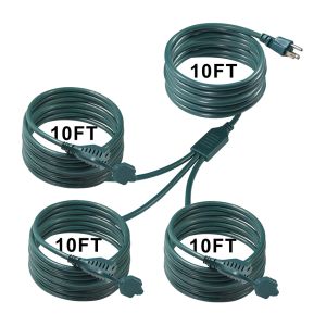 NEMA 5-15P to 3-Way US Outlet Splitter Power Extension Cord 125V AC