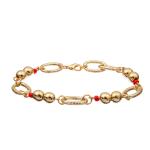7.25 inches Beaded Stretch Bracelet Sets red and gold Color mixture material