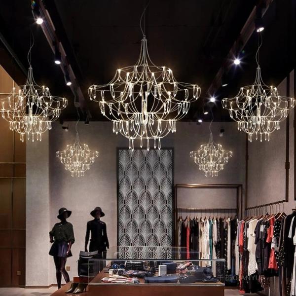Modern Crystal Ceiling Chandelier Lighting Stainless Steel Fireflies Pendant