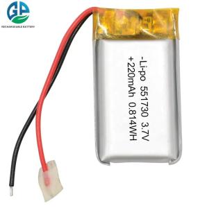 China 551730 Custom Lipo Battery Pack 3.7v 150mah 200mah 220mah 250mah 400mah 500mah factory