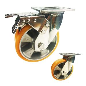 China 6&quot; Diameter 770LBS Capacity Swivel Brake Aluminium PU Wheel Casters factory