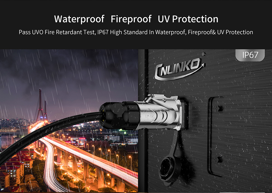 Cnlinko M12 Metal 7 Pin Plug Socket IP68 Waterproof Electrical Connector with Dust Cover