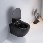 Porcelain One Piece Seamless Wall Mounted Elongated Toilet Black Color