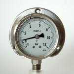 12 Bar 63mm Panel Mount Pressure Gauge Front Flange All Stainless Steel EN 837-1