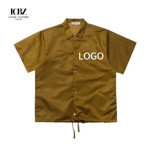 China Men's Summer Trend Streetwear Short-sleeved Satin Shirt with Breathable and Loose Fit factory
