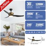 Time Setting 52" Black Gold ABS Blades Ceiling Fan with LED Light and DC Copper