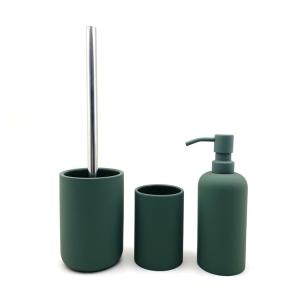 China Dark Green Ceramic Bath Accessories Set Soft Touch Finish Commercial Hand Soap Dispenser factory