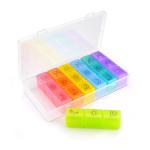 14 Day 2 Week Plastic Pill Dispenser Case For Seniors Colorful 21 Compartments