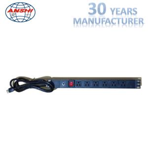 China 1U 15A 6 Way Metered Rack Mount Patch Panel High Power With 19 Inch Length factory