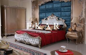 China Luxury Bedroom Leather Baroque European Style Bed LS-A318A factory