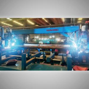 China Carbon Steel Straight Pipe Flange Four Heads Welding Station PF4H-24M factory