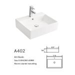 Integral Molded Counter Top Bathroom Sink 500 X 350mm Square Vessel Sink