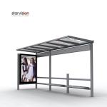 L4200mm W2500mm Stainless Steel Bus Stop Shelter With 6 Sheet Advertising Light
