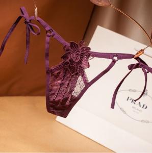 China Crotch G String Ladies Underwear Panties Embroidery Womans Sexy Panties factory