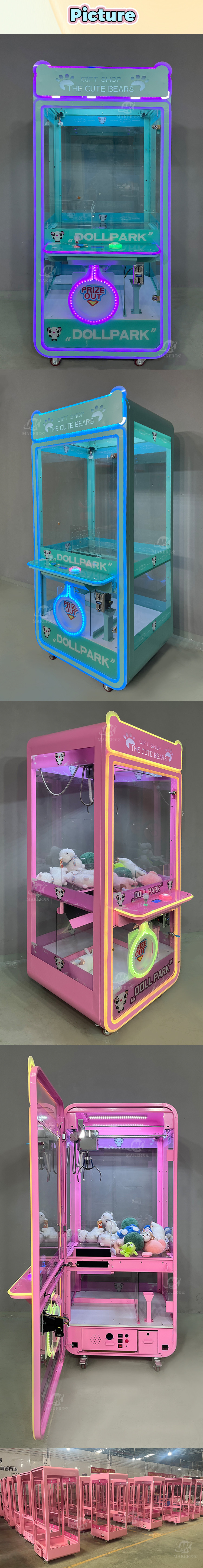 Wholesale Custom Coin Operated Toy Vending Arcade Claw Crane Machine Cheap Bill Operation Doll Claw Machine