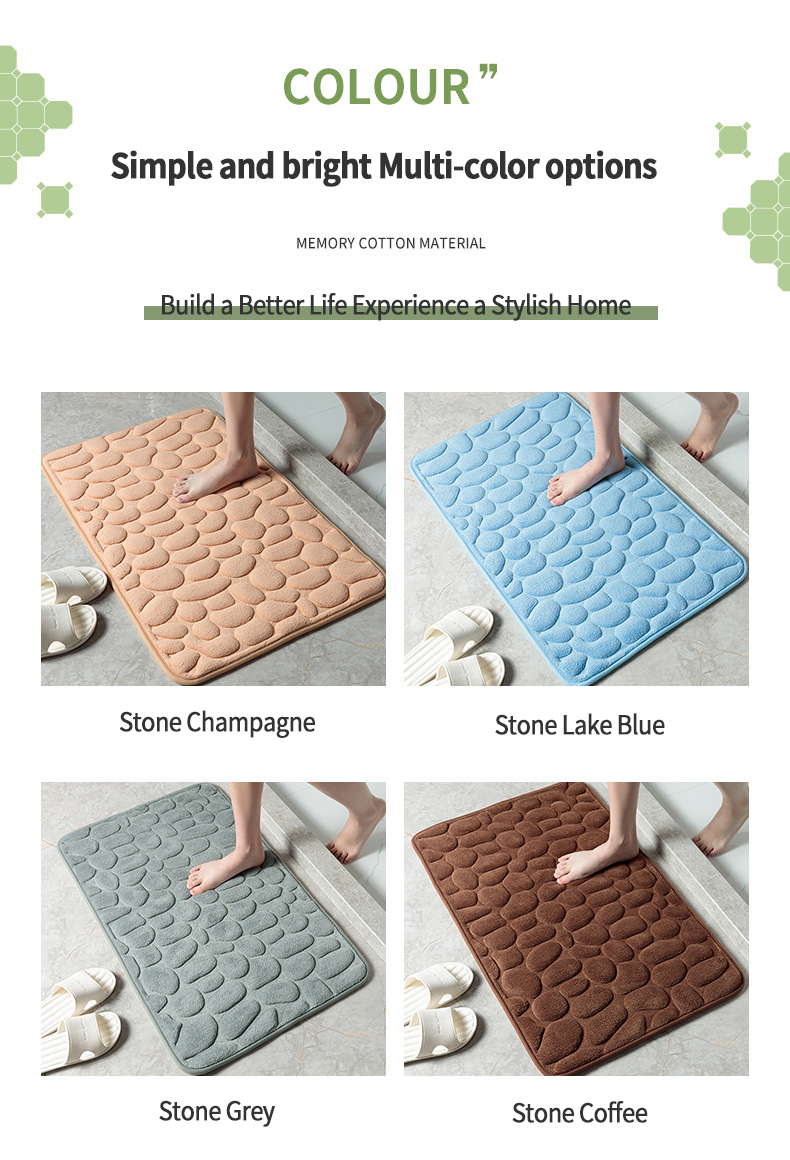 Custom Logo Cobblestone Embossed Bathroom Non-slip Carpets for Bathtub and Shower Room