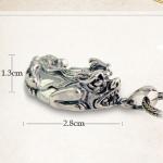 Men Jewelry 925 Silver Fabulous Wild Beast Pendant Neckalce with Wheat Chain