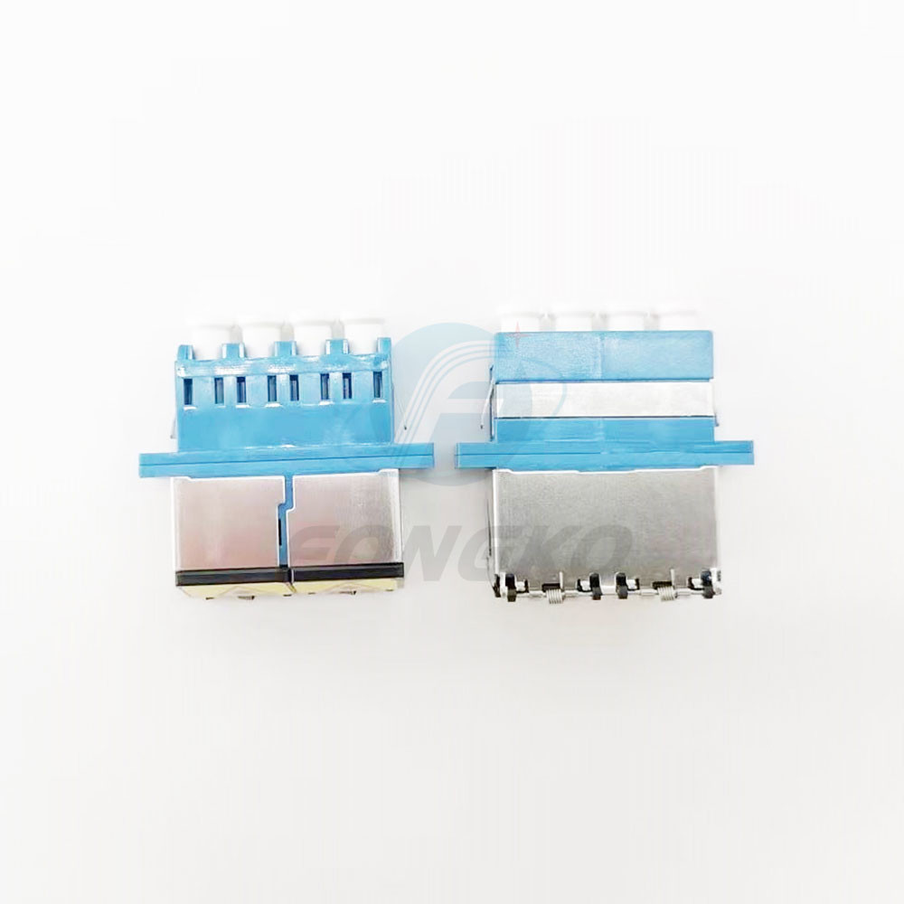 Blue Auto Shutter SC Duplex Adapter DX lC UPC Connector With Flange