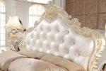 Guangzhou french white leather queen size bed loft bed 6028