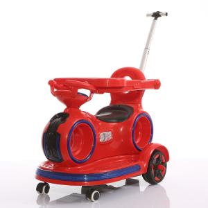 China Children's Ride On Electric Car with Retractable Push Handle and Colorful Lights factory