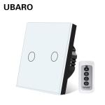 EU 86 Type Tempered Glass Panel Home Devices Wireless Remote Switch White 2